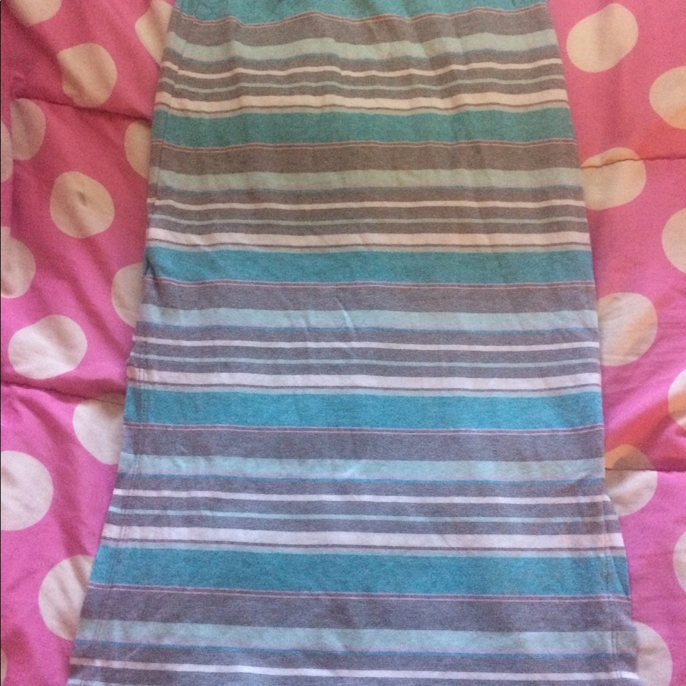 Long Blue Striped Skirt
